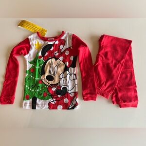 NWT Disney Store Minnie Mouse Holiday Chrismas Pajamas Long Sleeve Toddler 5T